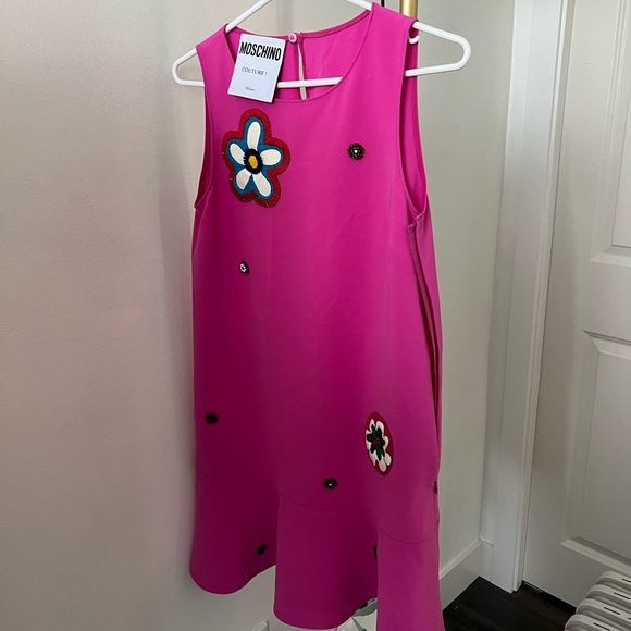 Moschino Pink Mini Dress w Floral Embroidery - Picture 1 of 12